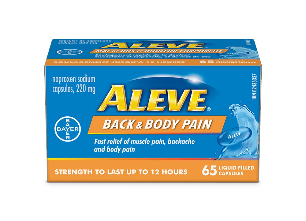 Aleve Back and Body Pain / Front View 65 Liquid Gel Capsules